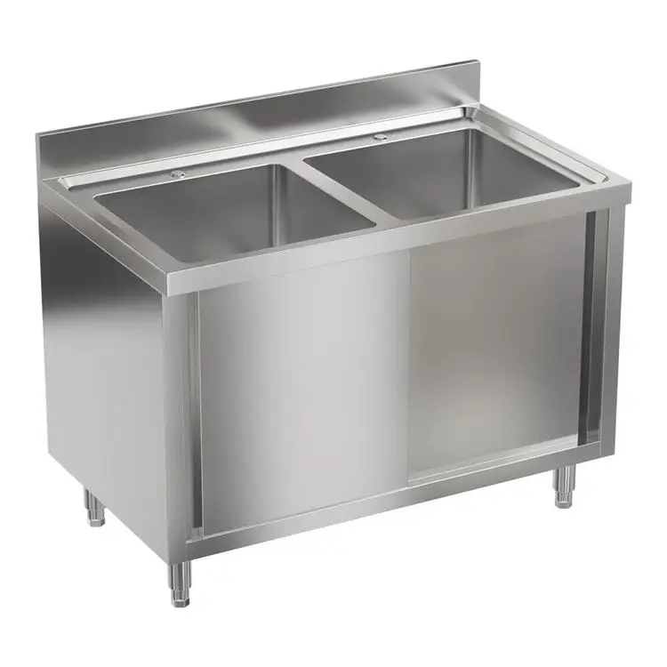 Commercial Restaurant Double Bowl Sink Cabinet Free Standing Stainless Steel Square Shape Without Faucet-For Sale
Commercial Restaurant Double Bowl Sink Cabinet Free Standing Stainless Steel Square Shape Without Faucet-For Sale