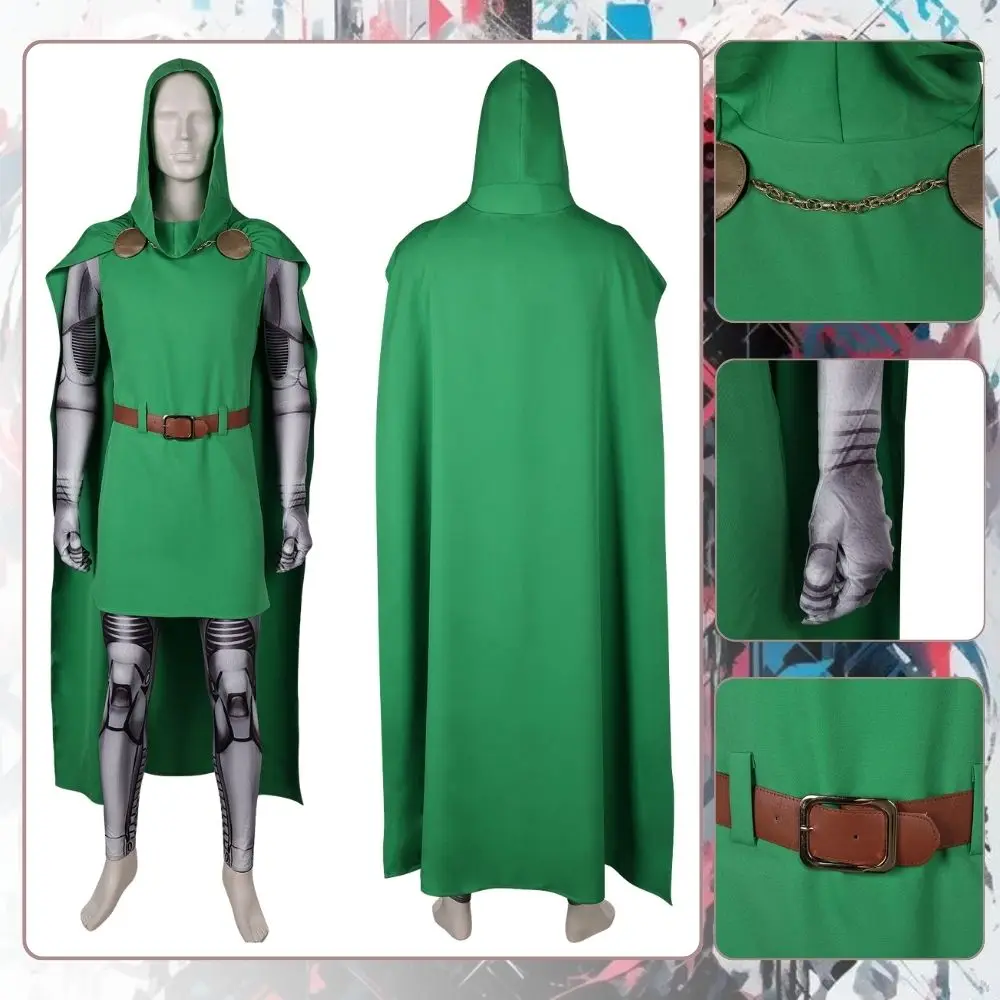 Fantastic Doctor Doom Cosplay Costume Disguise for Men Jumpsuit Cloak Belt Superhero Role-playing Outfit Halloween Carnival Suit
Fantastic Doctor Doom Cosplay Costume Disguise for Men Jumpsuit Cloak Belt Superhero Role-playing Outfit Halloween Carnival Suit