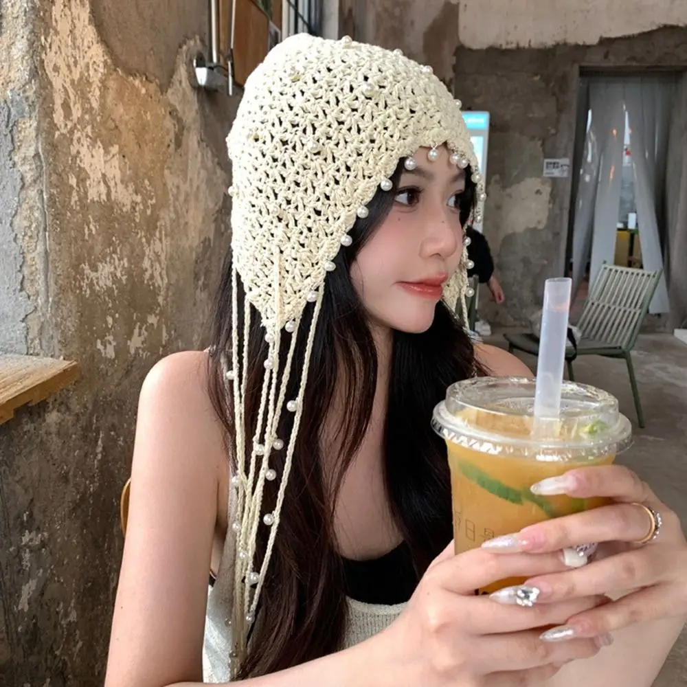Sweet Crochet Flower Hollow Pearl Tassels Knitted Hat Hollow Out Beanies Knit Cap Korean Weave Cap Ethnic Style Hat Outdoor
Sweet Crochet Flower Hollow Pearl Tassels Knitted Hat Hollow Out Beanies Knit Cap Korean Weave Cap Ethnic Style Hat Outdoor