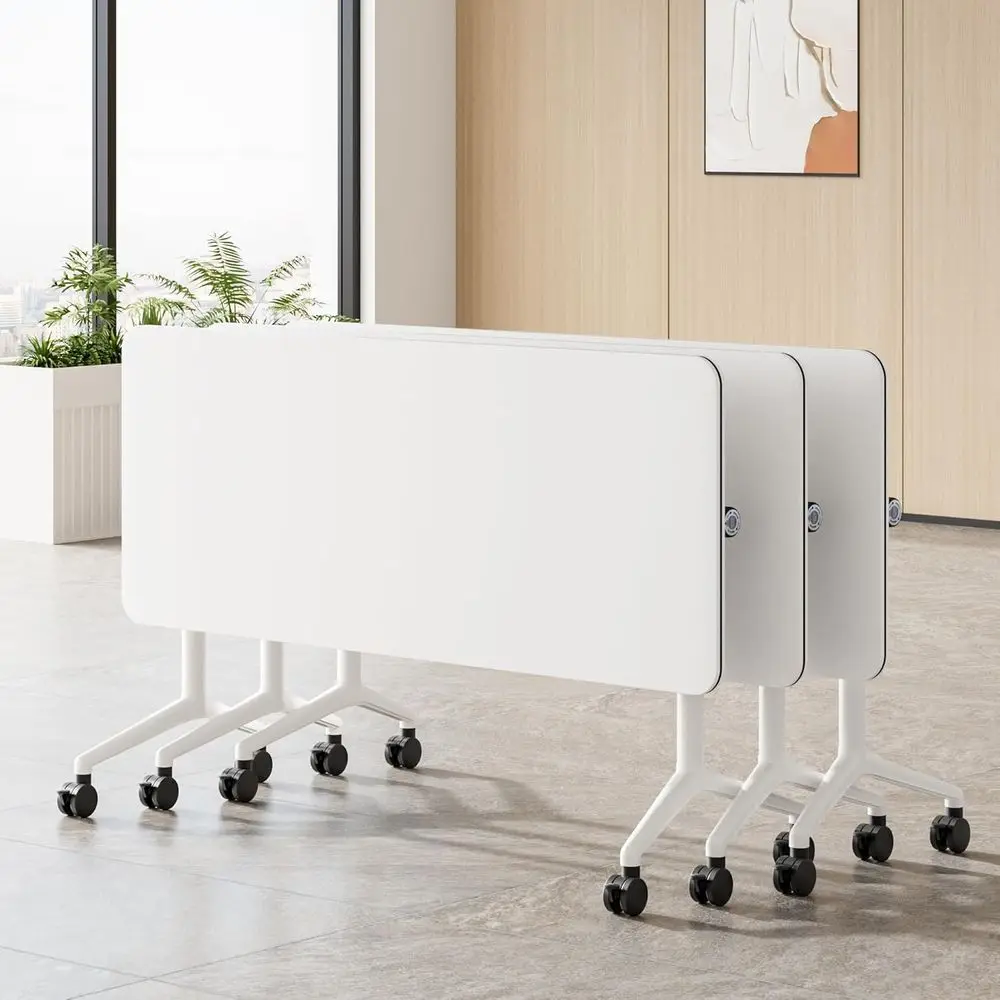 Folding Training Table Set, Portable Office Meeting Room Tables with Lip Top and Locking Wheels, 59x24x30
Folding Training Table Set, Portable Office Meeting Room Tables with Lip Top and Locking Wheels, 59x24x30