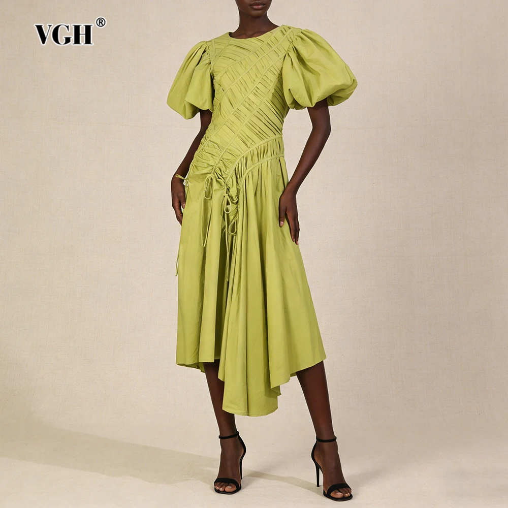 VGH Design Sense Trend Solid Slimming Dresses For Women Round Neck Puff Sleeve High Waist Folds Casual Party Long Dress Female
VGH Design Sense Trend Solid Slimming Dresses For Women Round Neck Puff Sleeve High Waist Folds Casual Party Long Dress Female
