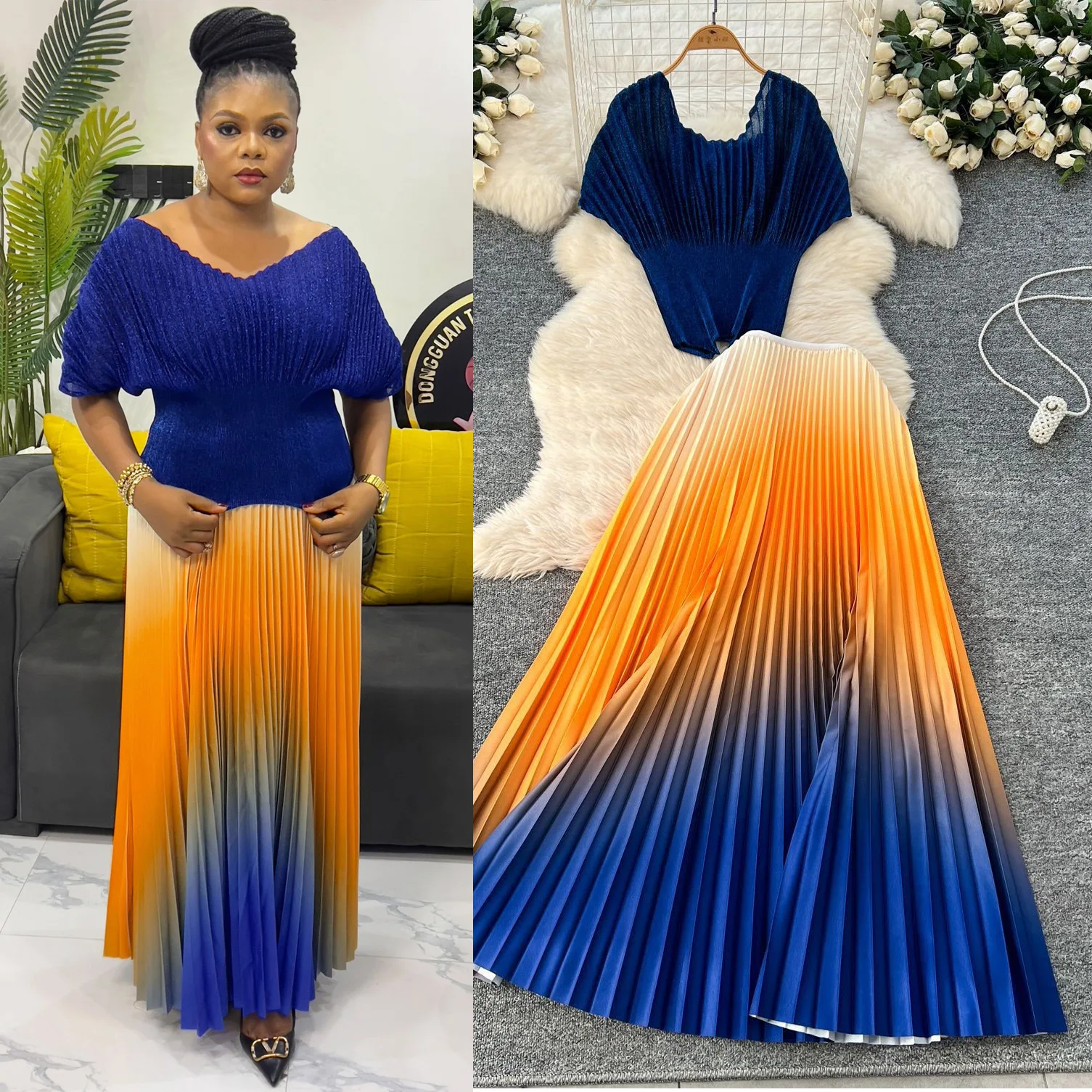 Two Piece Sets Women Dress Sets Skirt Set Short Sleeve Pleated Gradation Tops A Line Long Skirts Elastic Waist 2025 Y2k Elegant
Two Piece Sets Women Dress Sets Skirt Set Short Sleeve Pleated Gradation Tops A Line Long Skirts Elastic Waist 2025 Y2k Elegant