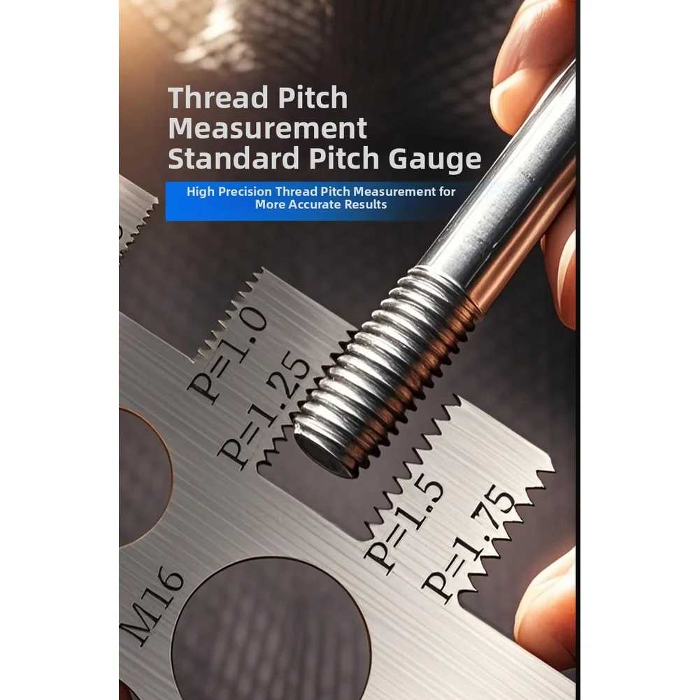 304 Stainless Steel Screw Measuring Gauge Metric Thread Pitch and Diameter Ruler with Etched Markings for M3 Measurement
