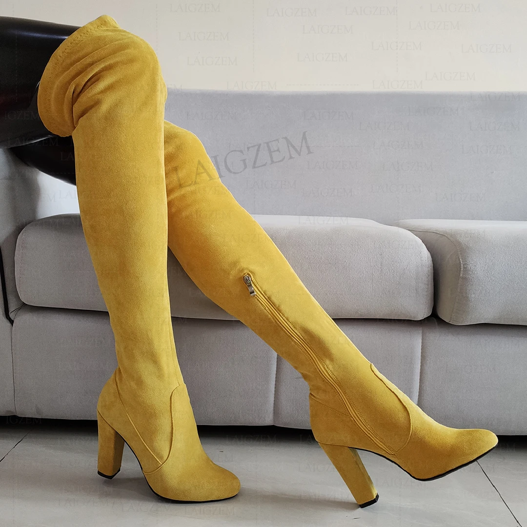 SEIIHEM Women Boots Over Knee Round Side Zip Faux Suede Tall Boots Thick High Heels Sapato Mujer Shoes Woman Big Size 42 44 52
SEIIHEM Women Boots Over Knee Round Side Zip Faux Suede Tall Boots Thick High Heels Sapato Mujer Shoes Woman Big Size 42 44 52