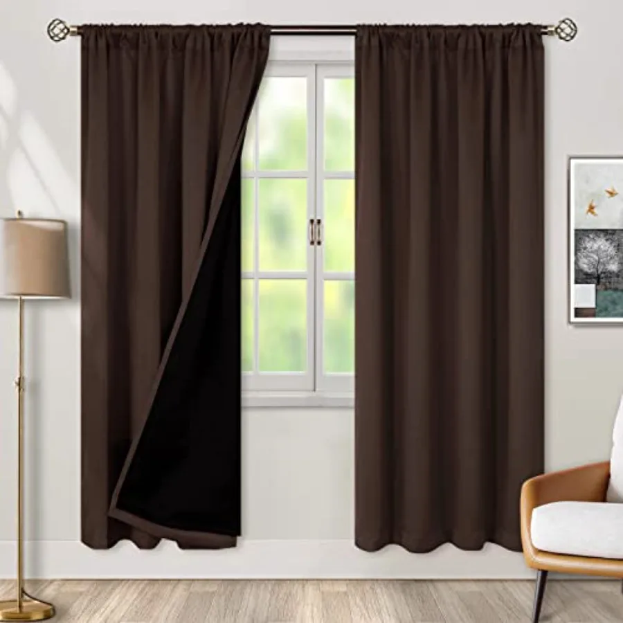 Thermal Insulated 100% out Curtains for Bedroom with Liner, Double Layer Full Room Darkening Noise ucing Rod Pocket Curtain 42
Thermal Insulated 100% out Curtains for Bedroom with Liner, Double Layer Full Room Darkening Noise ucing Rod Pocket Curtain 42