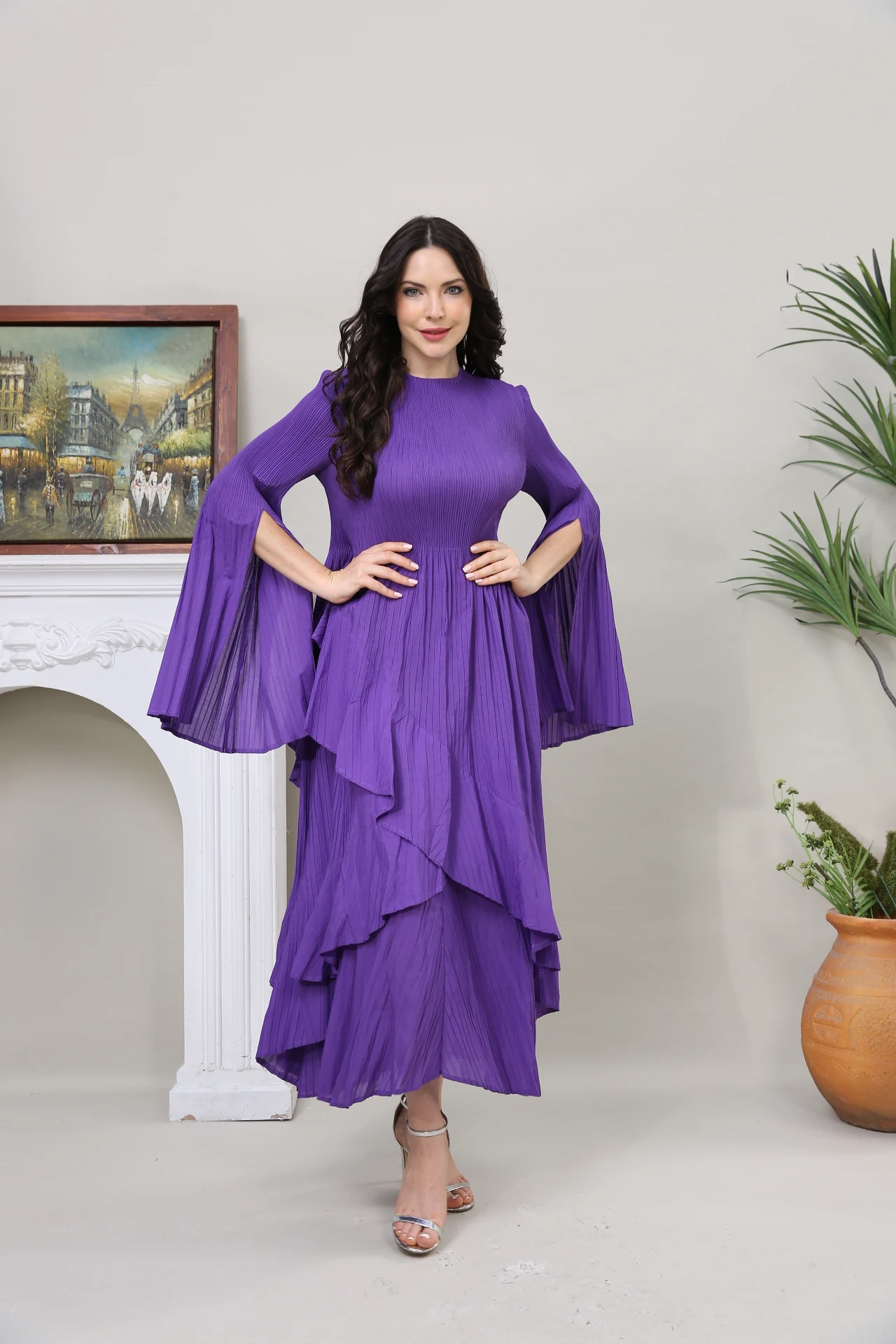 Miyake Pleated Dress Fashion Luxury Purple Modest Women's Long Dresses Chic Elegent Split Flare Sleeve Vestidos For Tall Ladies
Miyake Pleated Dress Fashion Luxury Purple Modest Women's Long Dresses Chic Elegent Split Flare Sleeve Vestidos For Tall Ladies