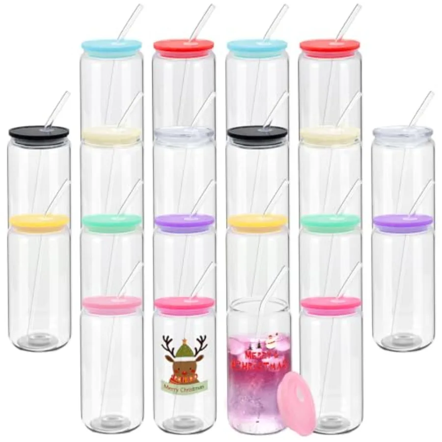 20 Pack Drinking Glass Cups with Acrylic Lids and Glass Straws 16oz Clear Glass Tumblers Can Shaped Iced Coffee Cups Drinking G
20 Pack Drinking Glass Cups with Acrylic Lids and Glass Straws 16oz Clear Glass Tumblers Can Shaped Iced Coffee Cups Drinking G