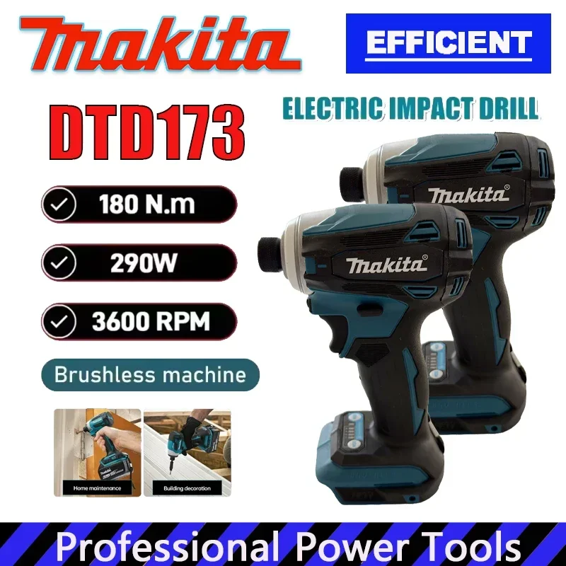 Электрическая дрель Makita DTD173 для работы с деревом/болтами/в режиме T, 1800 об/мин, беспроводной ударный гайковерт, 180 Нм, бесщеточный двигатель, для Makita 18 В
Электрическая дрель Makita DTD173 для работы с деревом/болтами/в режиме T, 1800 об/мин, беспроводной ударный гайковерт, 180 Нм, бесщеточный двигатель, для Makita 18 В