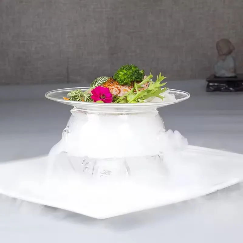Dry Ice Glass Tray With 3 Holes Creative Kitchen Tableware Cooking Hollowware Artistic Conception Dishes Plates Fruit Salad Bowl
Dry Ice Glass Tray With 3 Holes Creative Kitchen Tableware Cooking Hollowware Artistic Conception Dishes Plates Fruit Salad Bowl
