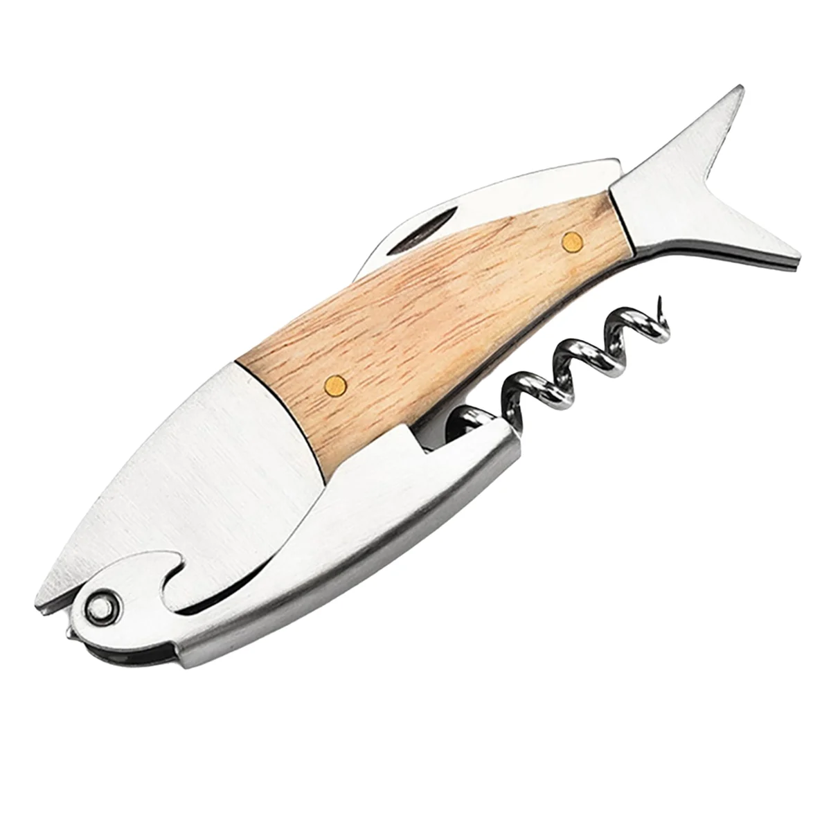 HHTL Fish-Shaped Wine Bottle Opener with Wooden Handle, Metal Bottle Opener, Portable Bottle Opener, Wine Bottle Opener Gift
HHTL Fish-Shaped Wine Bottle Opener with Wooden Handle, Metal Bottle Opener, Portable Bottle Opener, Wine Bottle Opener Gift