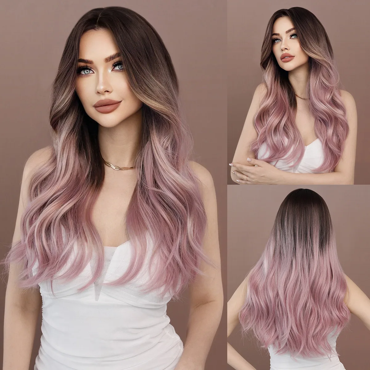 Ombre Brown Pink Wig Middle Part Long Body Wave Synthetic Hair Heat Resistant Full Wig Women Daily Party Hairstyle
Ombre Brown Pink Wig Middle Part Long Body Wave Synthetic Hair Heat Resistant Full Wig Women Daily Party Hairstyle