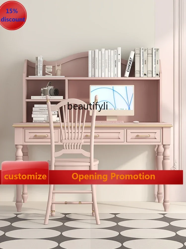 Minimalist light luxury study desk pink living room study table desk chair combination G1218
Minimalist light luxury study desk pink living room study table desk chair combination G1218