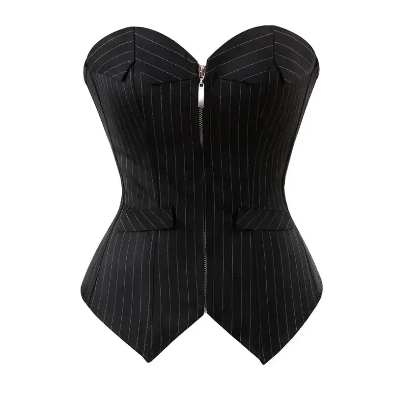 Elegant Corset for Women Office Striped Corsets Zip Up Bustier Pinstripe Korsett Casual Bustiers Fashion Outfits Party Costumes
Elegant Corset for Women Office Striped Corsets Zip Up Bustier Pinstripe Korsett Casual Bustiers Fashion Outfits Party Costumes