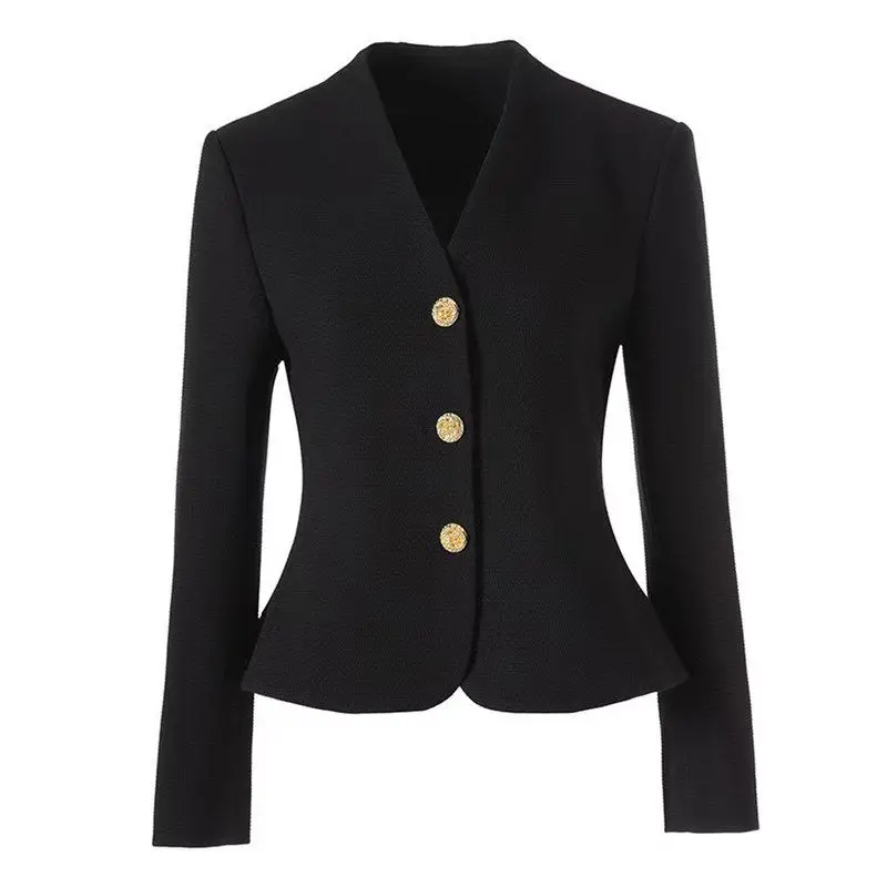 Black Slim Fit Short Waistcoat Style V-Neck Three Buttons Commute Wind Suit Jacket Women's Fashion Business Casual Coat
Black Slim Fit Short Waistcoat Style V-Neck Three Buttons Commute Wind Suit Jacket Women's Fashion Business Casual Coat
