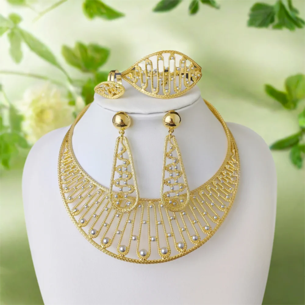 ESALE Latest Italian Gold Plated Jewelry Set Woman Large Necklace Dubai Jewelry Wedding Party Jewelry Gift
ESALE Latest Italian Gold Plated Jewelry Set Woman Large Necklace Dubai Jewelry Wedding Party Jewelry Gift