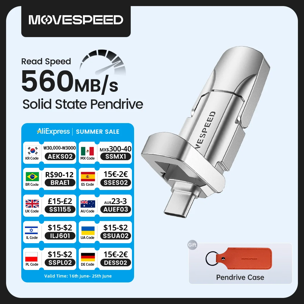 MOVESPEED USB 3.2 Твердотельный флэш-накопитель 520 МБ/с Высокоскоростной флэш-накопитель USB Type C 1 ТБ 512 ГБ 256 ГБ 128 ГБ USB Gen 2 Флэш-накопитель
MOVESPEED USB 3.2 Твердотельный флэш-накопитель 520 МБ/с Высокоскоростной флэш-накопитель USB Type C 1 ТБ 512 ГБ 256 ГБ 128 ГБ USB Gen 2 Флэш-накопитель