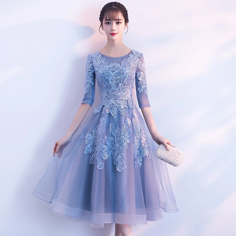 Fancy Tulle Prom Dresses With Half Sleeves Elegant Scoop Neck A-Line Tea-Length Lace Women Wedding Party Dresses
Fancy Tulle Prom Dresses With Half Sleeves Elegant Scoop Neck A-Line Tea-Length Lace Women Wedding Party Dresses