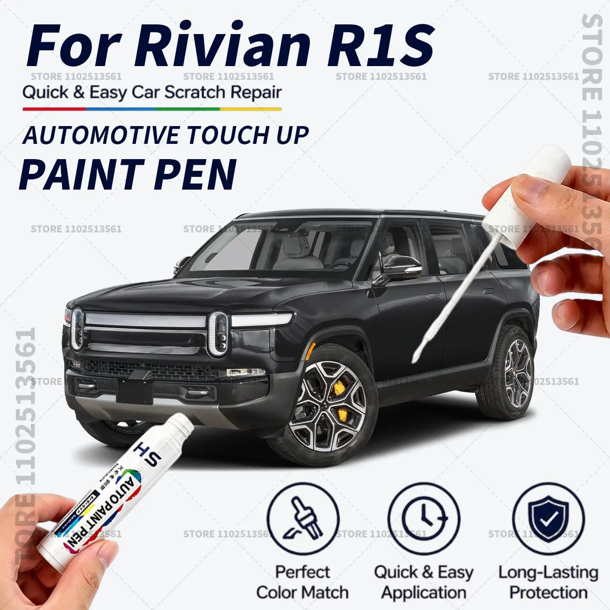 For Rivian R1S White Black Blue Quick Dry Car Touch Up Paint Pen Auto Scratch Repair Brush for Paint Chips Scratches and Scuffs
For Rivian R1S White Black Blue Quick Dry Car Touch Up Paint Pen Auto Scratch Repair Brush for Paint Chips Scratches and Scuffs