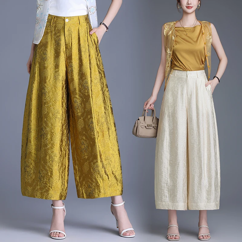 Lightweight Draped Chinese Style Floral Embroidery Wide Leg Knife Pants Women Summer New Loose Casual Nine Points Lantern Pants
Lightweight Draped Chinese Style Floral Embroidery Wide Leg Knife Pants Women Summer New Loose Casual Nine Points Lantern Pants