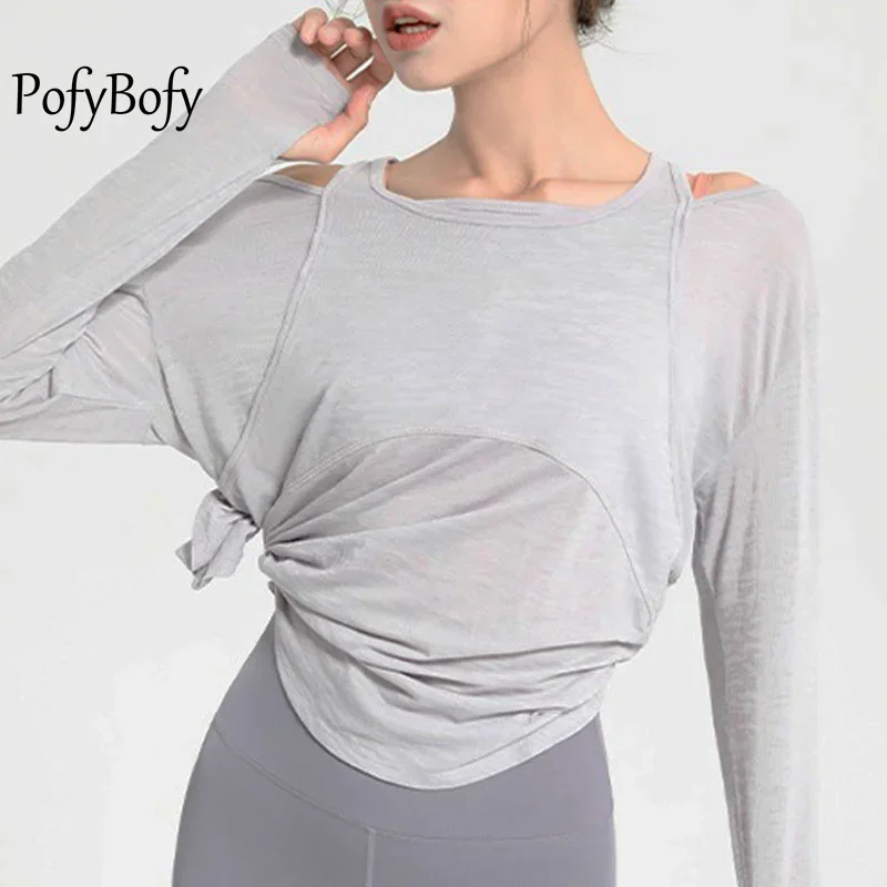 PofyBofy Fake Two Pieces Off-shoulder Blouse Thumb Hole Lightweight Women Long Sleeves Shirts Yoga Fitness Running Daily Gym Top
PofyBofy Fake Two Pieces Off-shoulder Blouse Thumb Hole Lightweight Women Long Sleeves Shirts Yoga Fitness Running Daily Gym Top