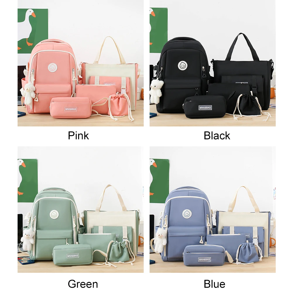 5pcs Backpack Set Large Capacity Shoulder Pack Set Canvas with Pendant Soft for Primary Middle School Students
5pcs Backpack Set Large Capacity Shoulder Pack Set Canvas with Pendant Soft for Primary Middle School Students