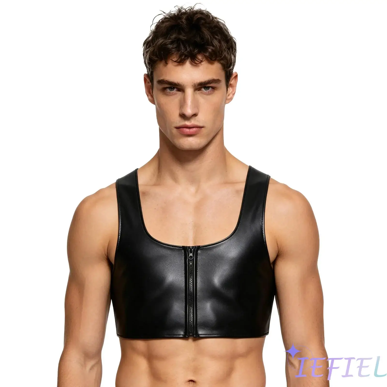 Sleeveless Matte PU Leather Crop Tank for Men Low Square Neck Front Zipper Faux Leather Vest Top for Disco Jazz Stage Club Dance
Sleeveless Matte PU Leather Crop Tank for Men Low Square Neck Front Zipper Faux Leather Vest Top for Disco Jazz Stage Club Dance