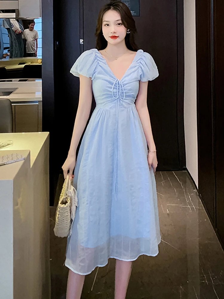 2024 New Pink Puff Sleeve Pleated Bow V-Neck Midi Dress Women Elegant Casual Holiday Dress Summer Korean Bodycon Festival Dress
2024 New Pink Puff Sleeve Pleated Bow V-Neck Midi Dress Women Elegant Casual Holiday Dress Summer Korean Bodycon Festival Dress