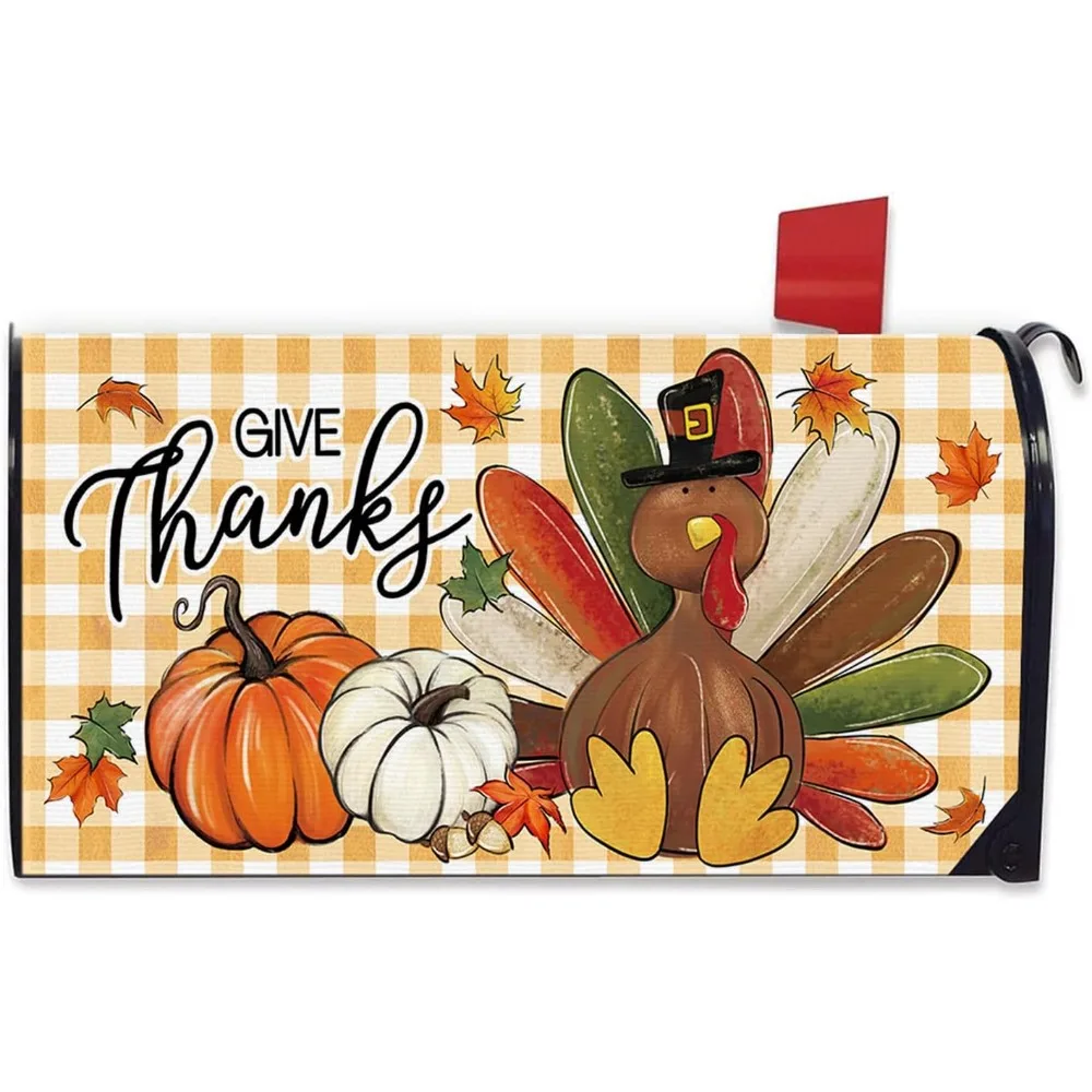 Thanksgiving Turkey Mailbox Cover Magnetic Standard Size 20.5" x 18", Give Thanks Pumpkin Fall Decorative Post Letter Box Decor,
Thanksgiving Turkey Mailbox Cover Magnetic Standard Size 20.5" x 18", Give Thanks Pumpkin Fall Decorative Post Letter Box Decor,