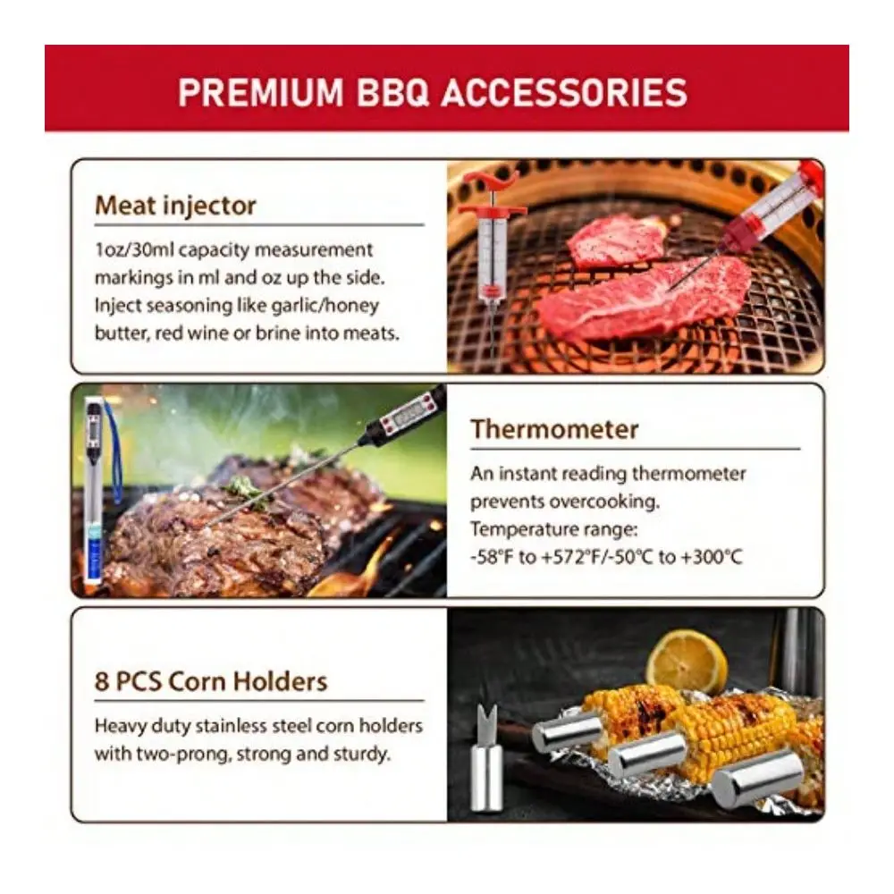 BBQ Grill Tools Set Stainless Steel Grilling Accessories With Spatula Tongs Skewers For Barbecue Camping Kitchen Complete Premi
BBQ Grill Tools Set Stainless Steel Grilling Accessories With Spatula Tongs Skewers For Barbecue Camping Kitchen Complete Premi