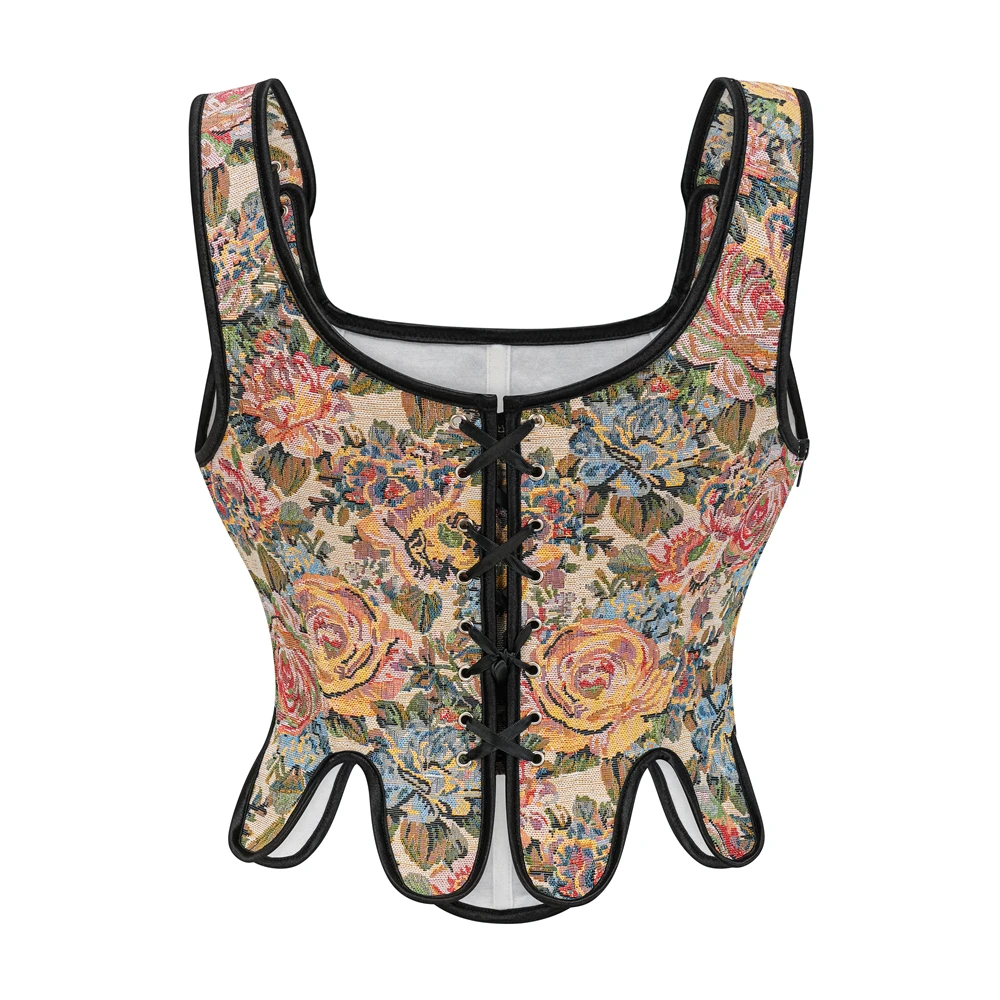 Summer Vintage Corset Tops Sexy Women Elegant Bustier with Straps Gothic Crop Top Lace-up Floral Print Camisole Body Shaper
Summer Vintage Corset Tops Sexy Women Elegant Bustier with Straps Gothic Crop Top Lace-up Floral Print Camisole Body Shaper