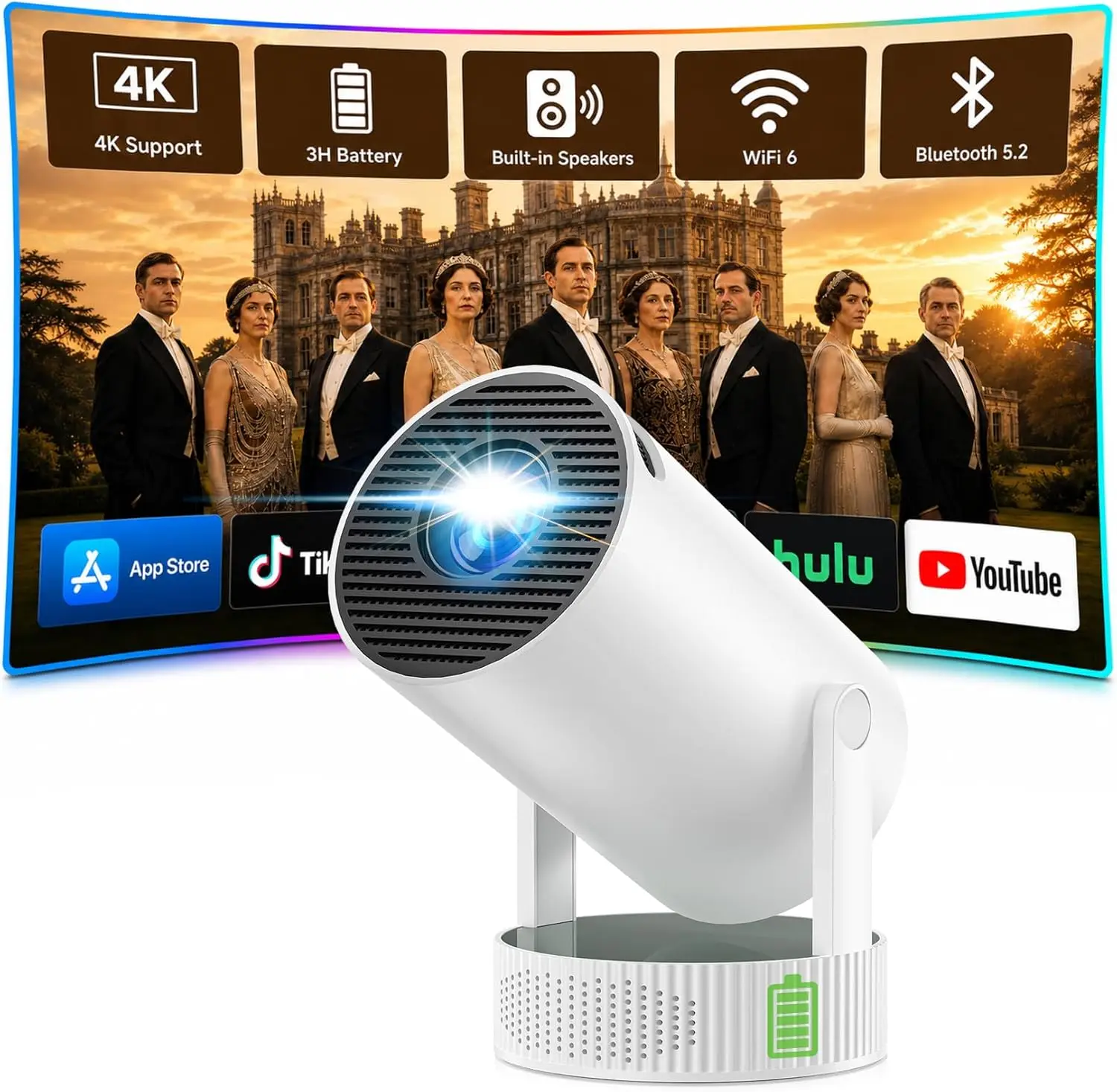 Mini Projector with WiFi and Bluetooth, 4K Support Portable Projector Built-in Battery for Outdoor Bedroom, 1080P Android 11.0
Mini Projector with WiFi and Bluetooth, 4K Support Portable Projector Built-in Battery for Outdoor Bedroom, 1080P Android 11.0