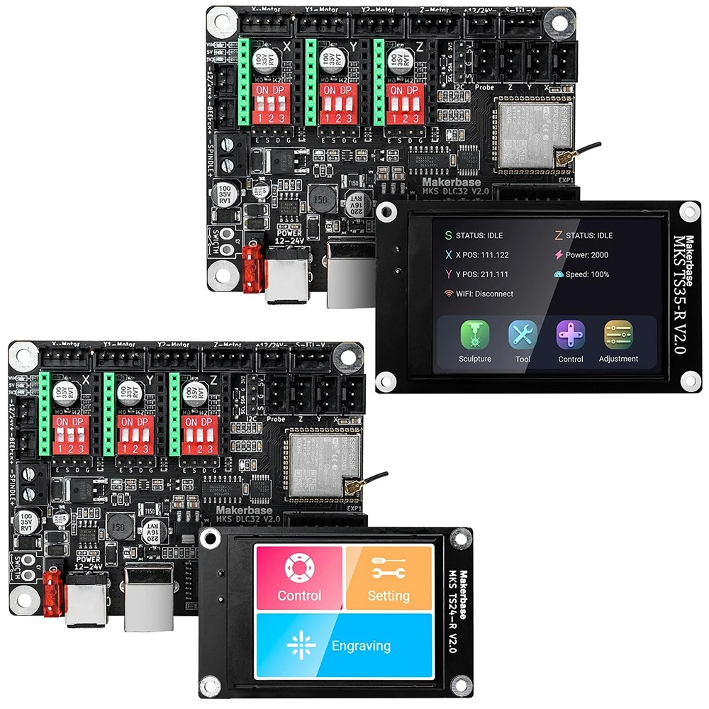 MKS DLC32 Grbl Controller Work For Laser&CNC With ESP32 WIFI and TS35/24 Touch Screen for Laser Engraving Machine