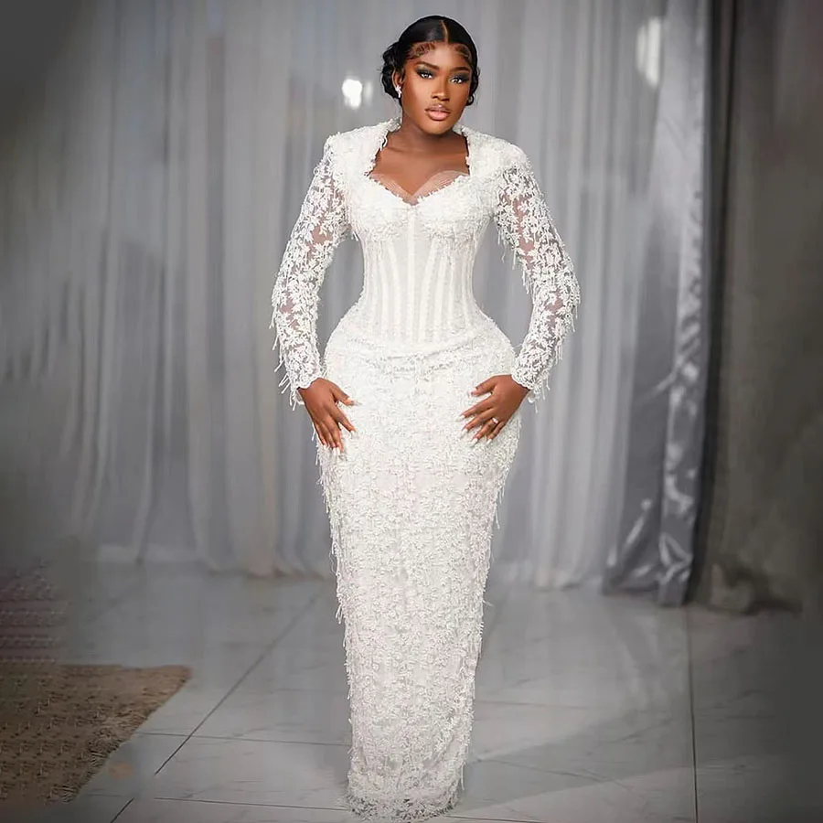 African Glitter Mermaid Wedding Dress 2025Plus Size Long Sleeves Bridal Gown Lace Tassels Robe De Mariée Floor-Length
African Glitter Mermaid Wedding Dress 2025Plus Size Long Sleeves Bridal Gown Lace Tassels Robe De Mariée Floor-Length