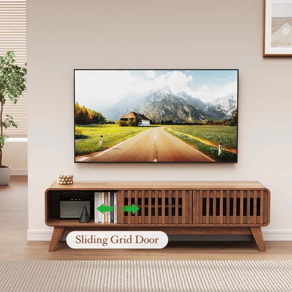 59" TV Stand for 55/60/65 inch TV, 2 Cabinets Mid-Century Modern Television Stand, Wood Entertainment Center, Customized
59" TV Stand for 55/60/65 inch TV, 2 Cabinets Mid-Century Modern Television Stand, Wood Entertainment Center, Customized