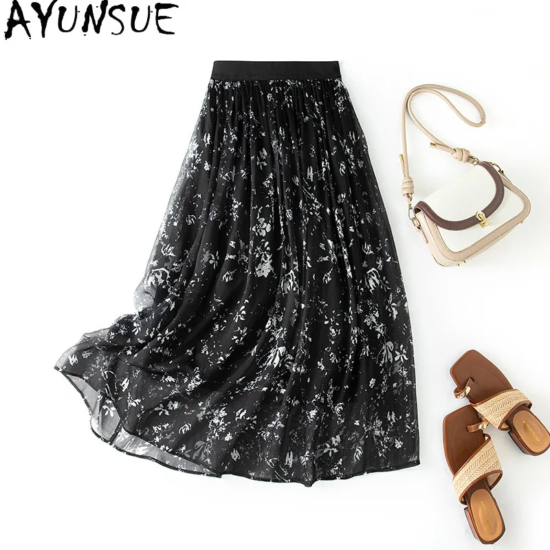 100% Silk Women's Skirts Stylish High Waist Black Skirt Flowing A-line Skirts for Women Spring Summer Clothes Woman 2026 Юбка
100% Silk Women's Skirts Stylish High Waist Black Skirt Flowing A-line Skirts for Women Spring Summer Clothes Woman 2026 Юбка