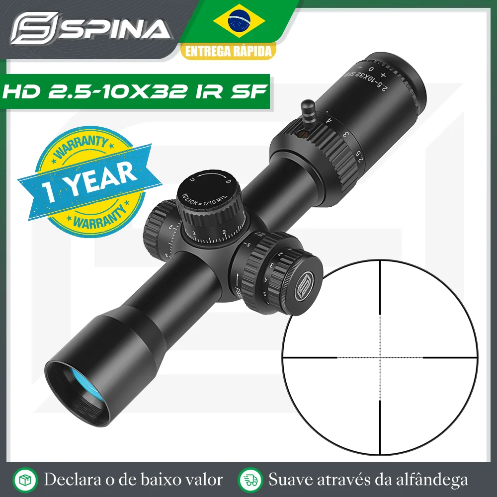SPINA OPTICS HD 2.5-10X32 IR SF Compact Scope 1/10 MIL Tactical Hunting Riflescope Luneta Illuminated Lock Reset Sight Fit.308
SPINA OPTICS HD 2.5-10X32 IR SF Compact Scope 1/10 MIL Tactical Hunting Riflescope Luneta Illuminated Lock Reset Sight Fit.308