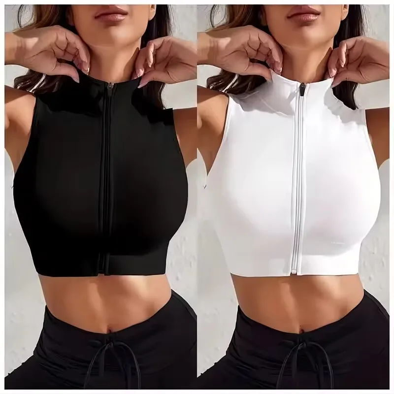 Summer Sexy White Black Zipper Sport Top Women Comfort Sleeveless Tank Tops Gym Fitness Yoga T-shirts Female Clothes
Summer Sexy White Black Zipper Sport Top Women Comfort Sleeveless Tank Tops Gym Fitness Yoga T-shirts Female Clothes
