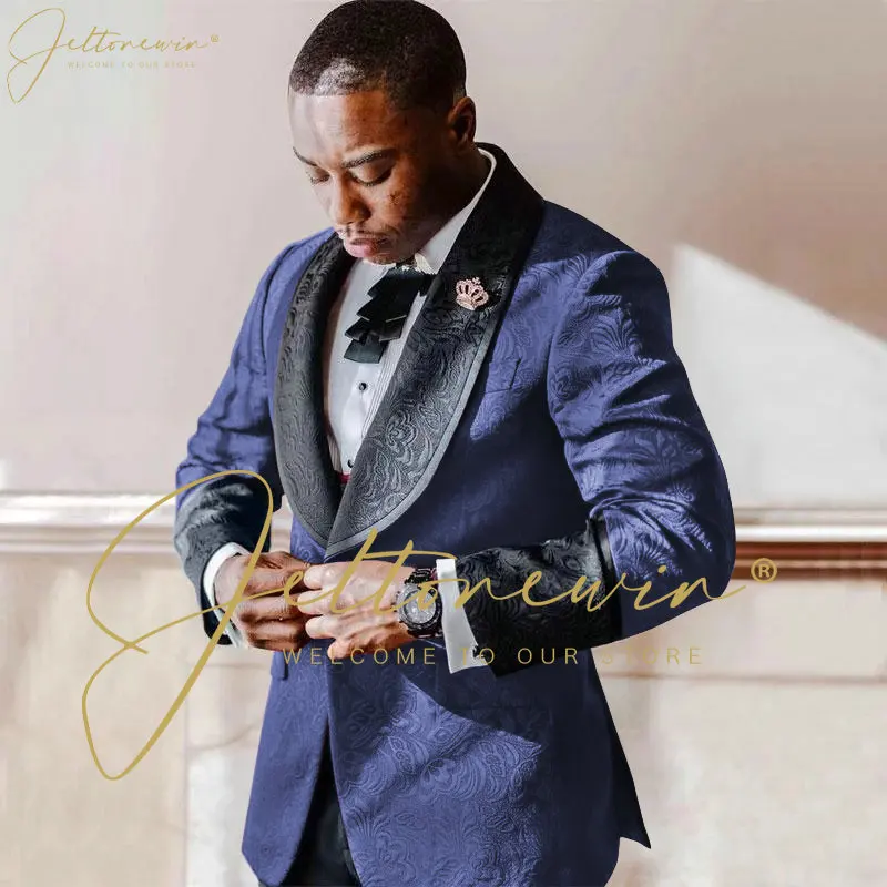 JELTONEWIN Navy Blue Floral Coat With Black Collar And Sleeve Fashion Design Men Suit Set Slim Fit Groom Wedding Suit For Men
JELTONEWIN Navy Blue Floral Coat With Black Collar And Sleeve Fashion Design Men Suit Set Slim Fit Groom Wedding Suit For Men