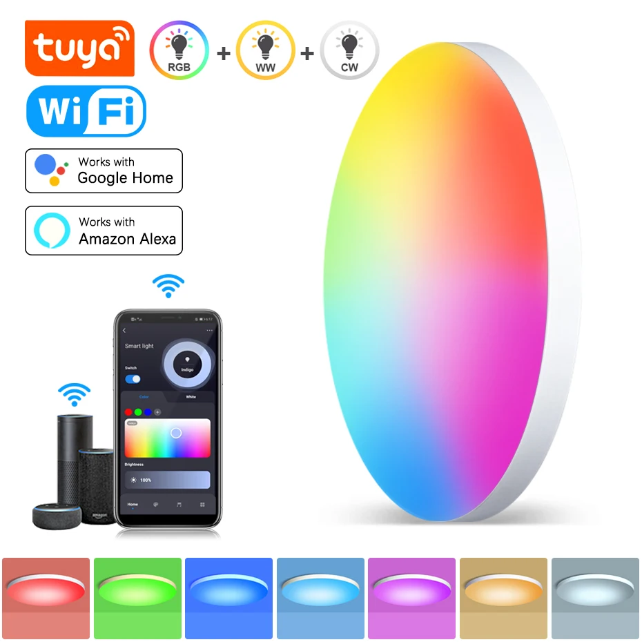40W Tuya WiFi Led RGB Ceiling Light 220V Smart Spot Led Ceiling Lamp RGB White Led Downlight For Home Decor Work With Alexa
40W Tuya WiFi Led RGB Ceiling Light 220V Smart Spot Led Ceiling Lamp RGB White Led Downlight For Home Decor Work With Alexa