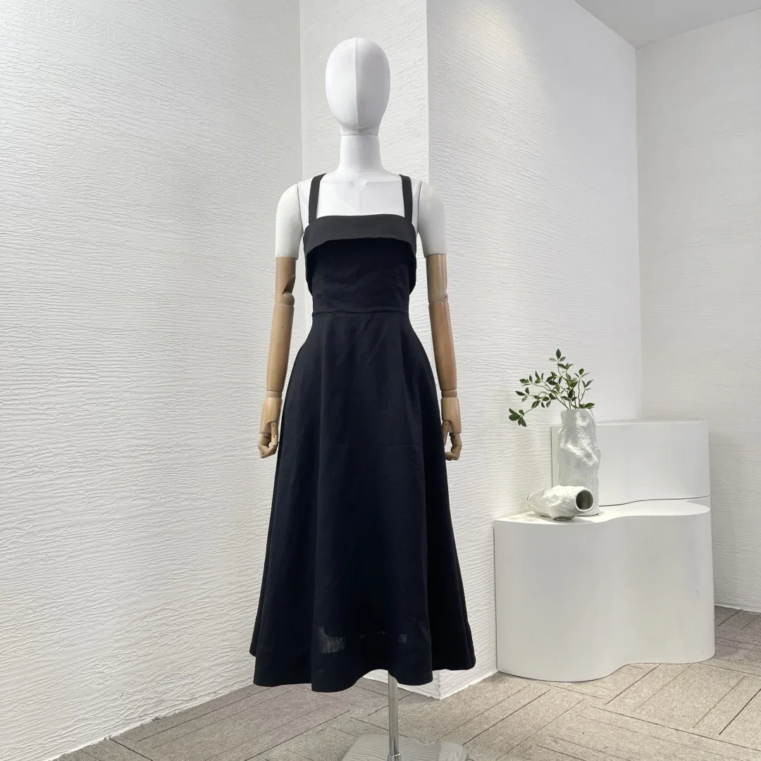 Women's 2025 balck/beige/white Line Sleeveless Midi Dresses for Party Elegant New Fashion Style Vintage Strap Sexy High Quality
Women's 2025 balck/beige/white Line Sleeveless Midi Dresses for Party Elegant New Fashion Style Vintage Strap Sexy High Quality