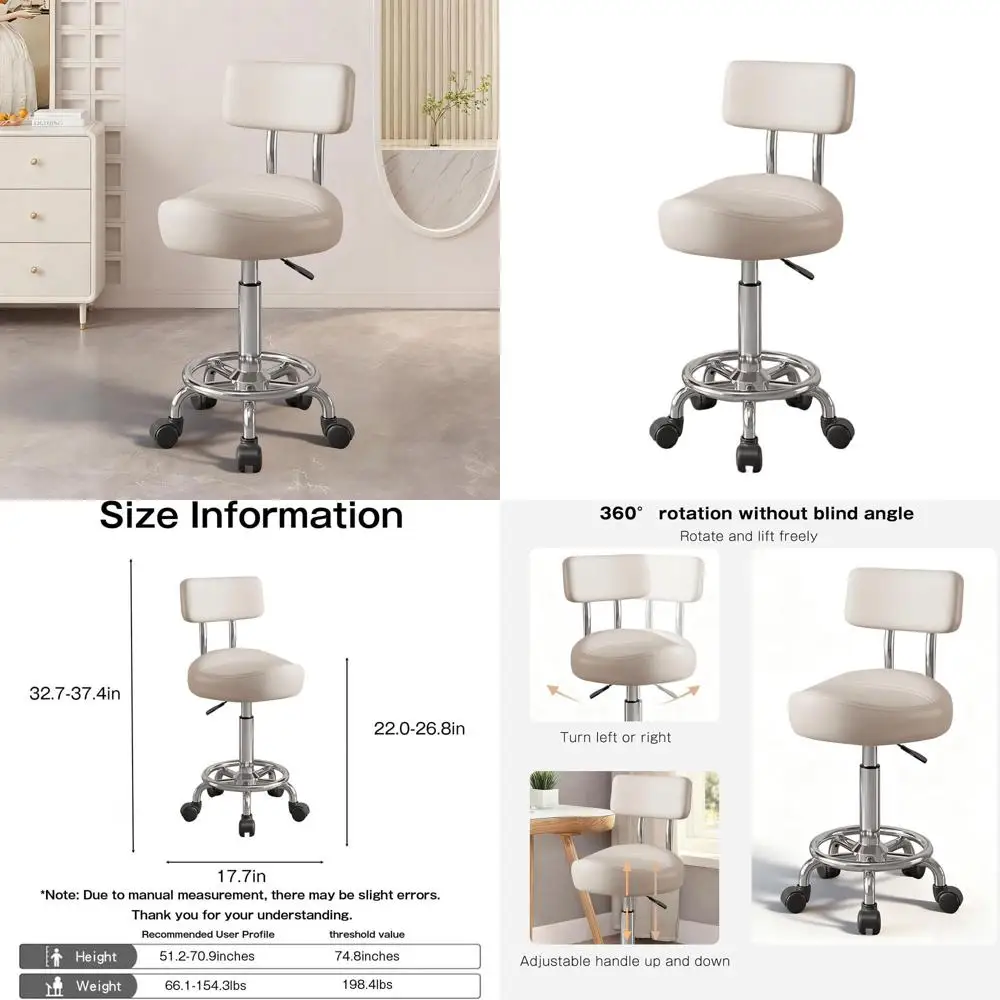 Compact Swivel Office Chair with Wheels, Adjustable PU Leather Seat, Armless Design for Home & Office, White
Compact Swivel Office Chair with Wheels, Adjustable PU Leather Seat, Armless Design for Home & Office, White