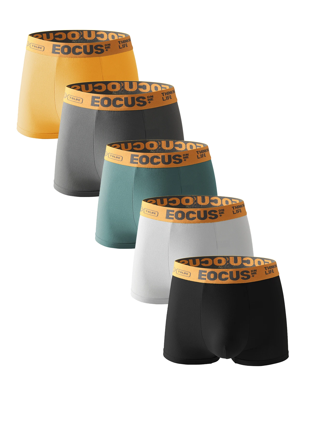 5-Piece Men's Polyester Solid-Color Boxer Briefs Set - "EOCUS" Waistband Underwear
5-Piece Men's Polyester Solid-Color Boxer Briefs Set - "EOCUS" Waistband Underwear