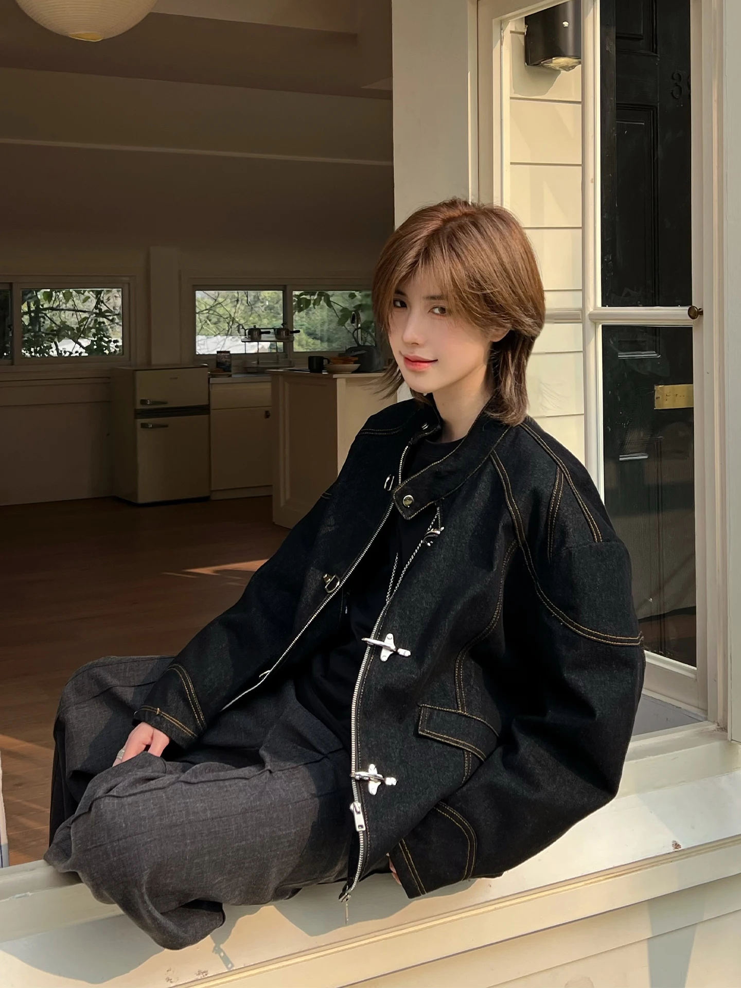 American Design Sense Ja1 Never Stay up Late Plane Buckle Denim Jacket Unisex Black Jacket Neutral Style Standard Fit Cotton
American Design Sense Ja1 Never Stay up Late Plane Buckle Denim Jacket Unisex Black Jacket Neutral Style Standard Fit Cotton