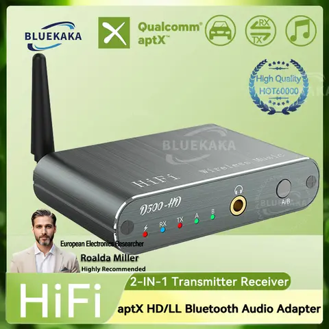 AptX HD Bluetooth 5.2 Audio Transmitter Receiver HIFI Wireless Adapter 3.5MM AUX Multi-point Dual Stream For TV Headphones PC
