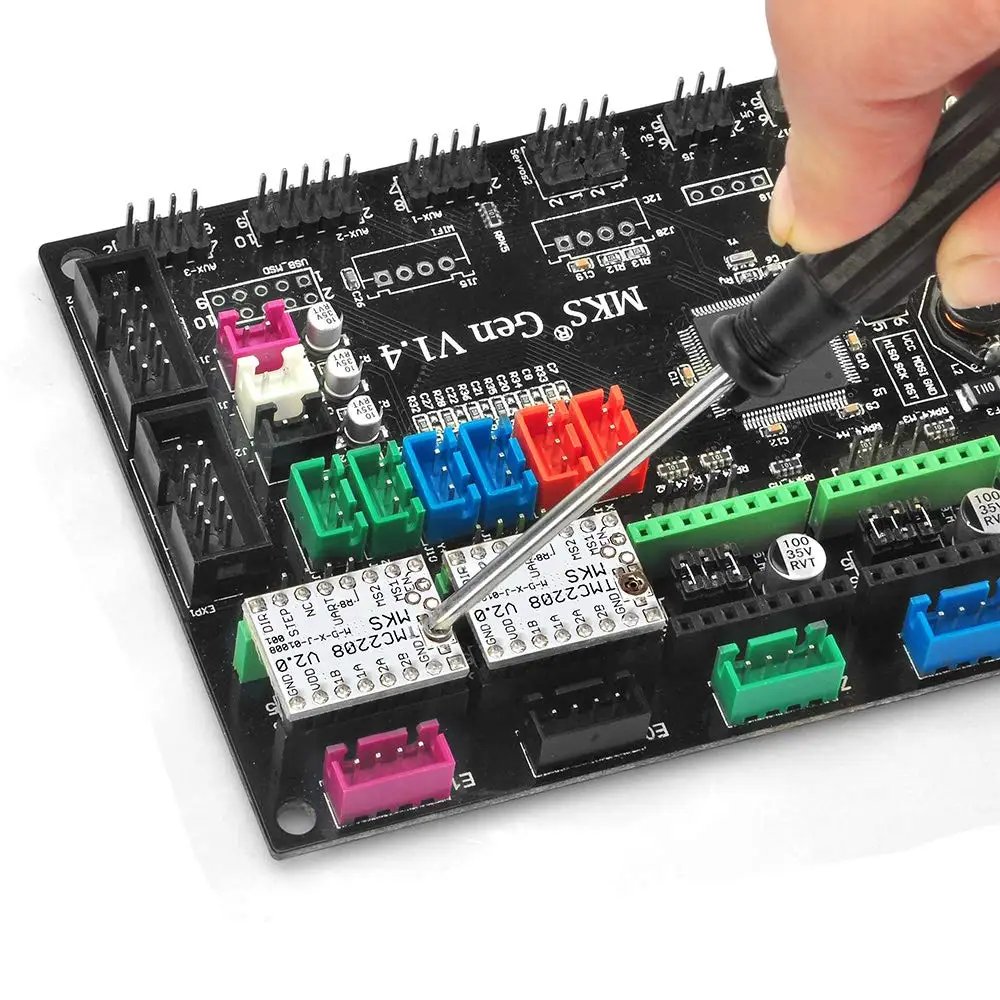 EF-5Pcs TMC2208 Драйвер шагового двигателя Модель UART Держатель модуля драйвера Stepstick с радиатором Отвертка для 3D-принтера
EF-5Pcs TMC2208 Драйвер шагового двигателя Модель UART Держатель модуля драйвера Stepstick с радиатором Отвертка для 3D-принтера