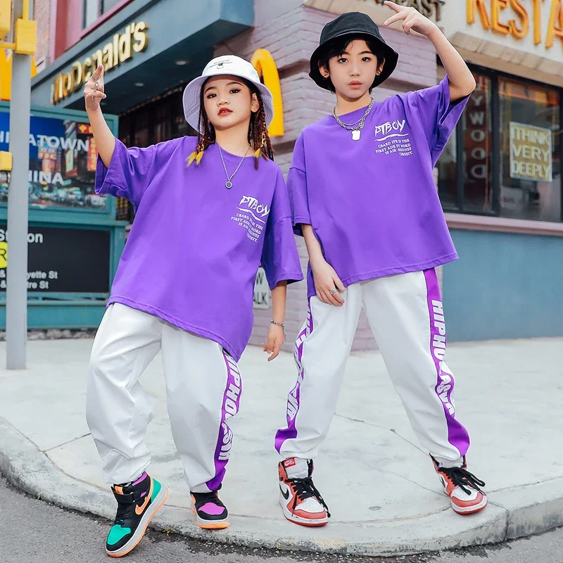 Summer Kids Hip Hop Boys Girls Street Dance Costume Purple T-Shirts Short Sleeves Outfit Hip-Hop Pants Jazz Dance Wear BL6238
Summer Kids Hip Hop Boys Girls Street Dance Costume Purple T-Shirts Short Sleeves Outfit Hip-Hop Pants Jazz Dance Wear BL6238