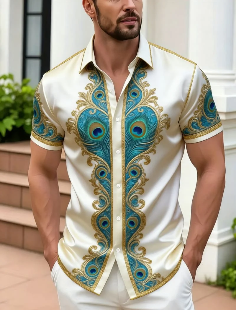 Men's Elegant Oriental Print Short Sleeve Shirt Summer Casual Fashion For Daily Wear Holiday Beach And Street Style Outfits
Men's Elegant Oriental Print Short Sleeve Shirt Summer Casual Fashion For Daily Wear Holiday Beach And Street Style Outfits