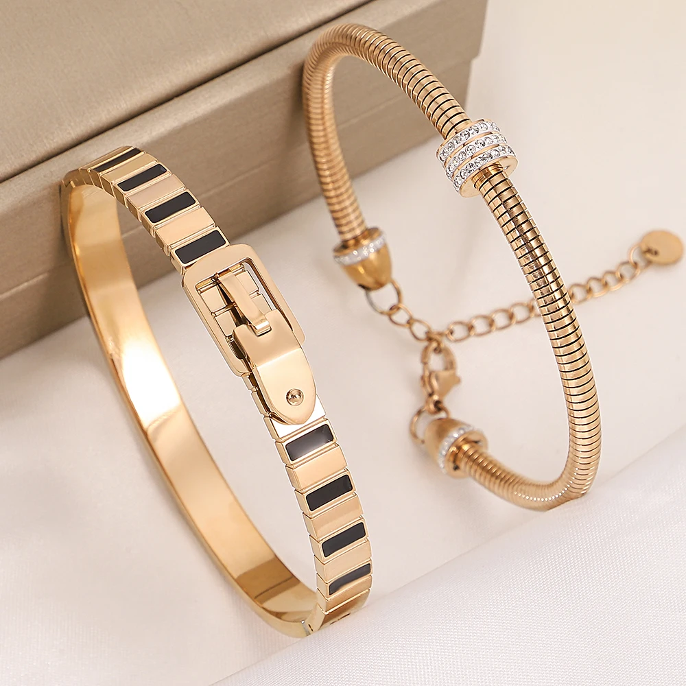 2PCS Women's Rose Gold Color Bangle New Chic Strap Elasticity Shape Stainless Steel Bracelet Statement Matching Accessories Gift
2PCS Women's Rose Gold Color Bangle New Chic Strap Elasticity Shape Stainless Steel Bracelet Statement Matching Accessories Gift
