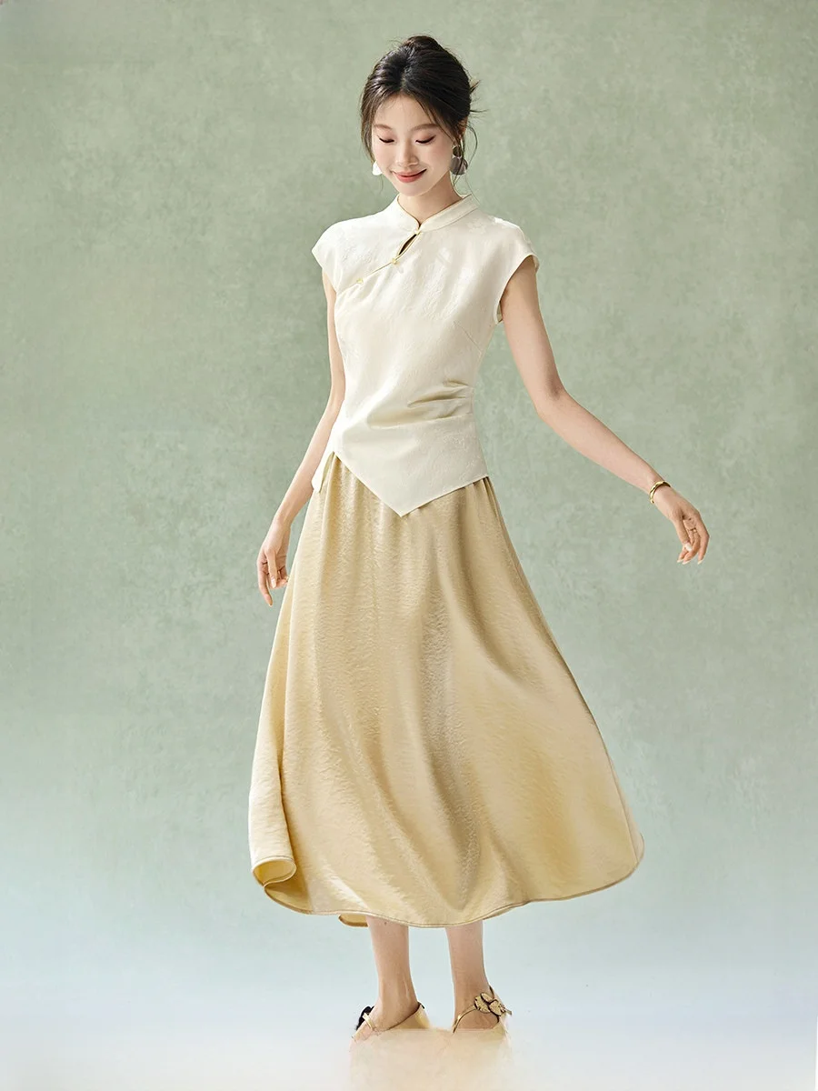 Mehemily New Chinese Style Women's Fashion Set Summer 2026 Elegant Lightweight National Style Slimming Half Skirt Set
Mehemily New Chinese Style Women's Fashion Set Summer 2026 Elegant Lightweight National Style Slimming Half Skirt Set