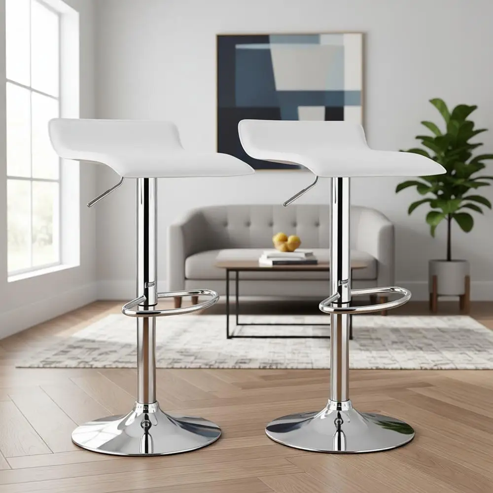 Swivel Adjustable Height Bar Stools Set of 2 with Footrests, White Leather Backrests for Kitchen Island or Pub Use
Swivel Adjustable Height Bar Stools Set of 2 with Footrests, White Leather Backrests for Kitchen Island or Pub Use